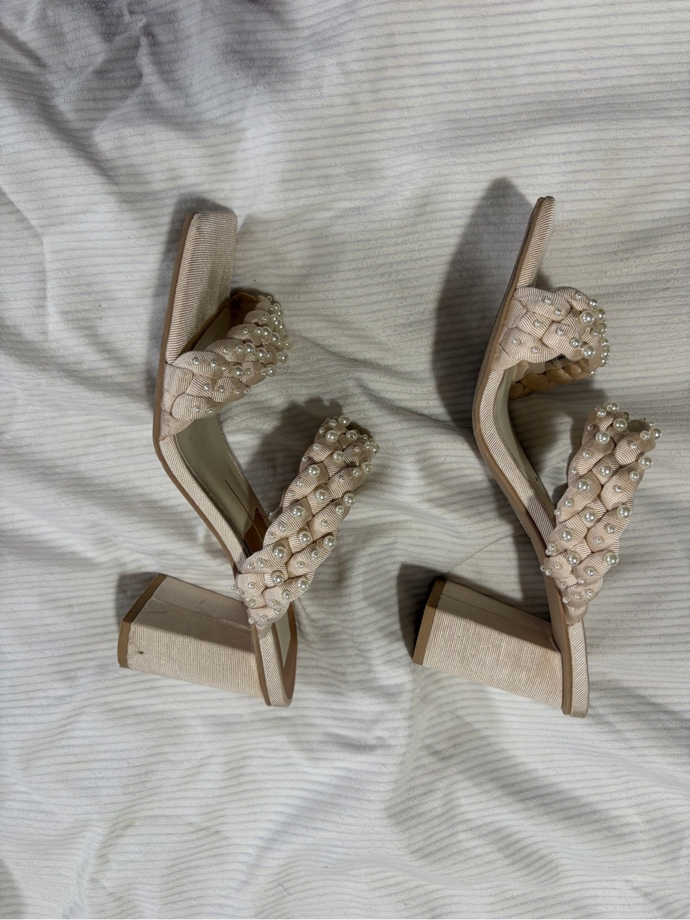 Dolce Vita Braided Pearl-Trim Slide Sandals — Blush Beige - Picture 4 of 5